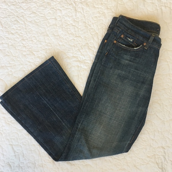 7 For All Mankind Dark Blue Flare Jeans - Picture 5 of 6